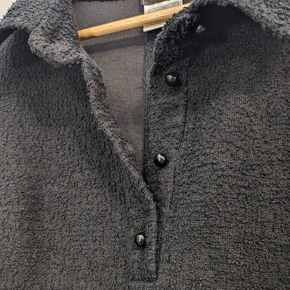 CHANEL Uniform Classic Bouclé Button-front Collared 3/4 Sleeve Top | Black - Picture 5 of 14